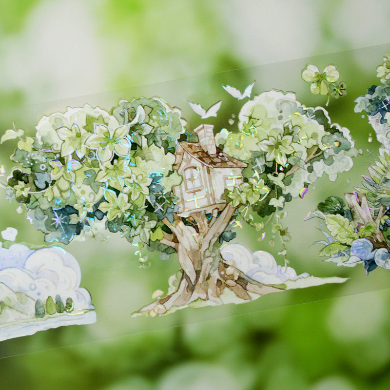 7cm*120cm Little Forest Story Shell Light PET Tape featuring forest, and light designs for journaling, scrapbooking and collage