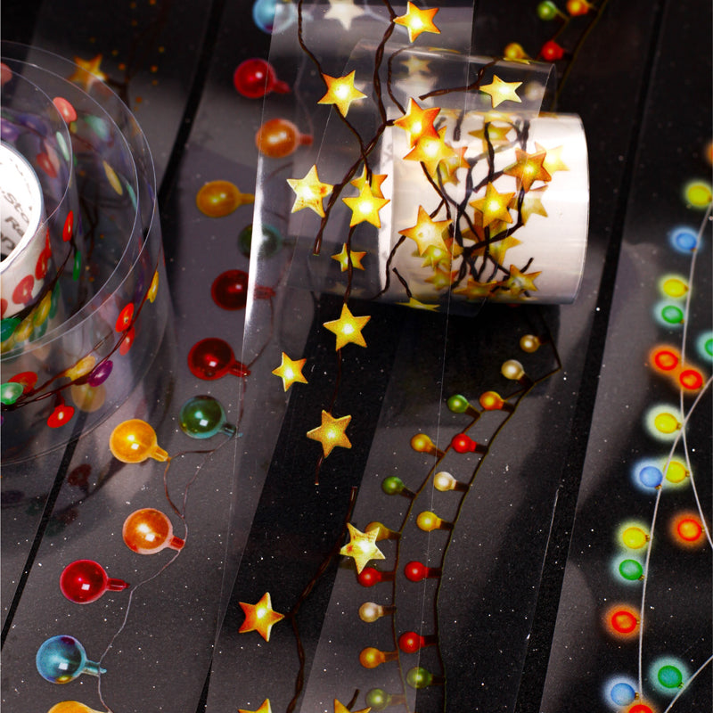 Colorful String Lights Series PET Tape featuring light, and color designs for journaling, scrapbooking and collage