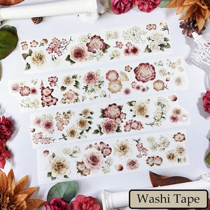 5.5cm*100cm Amber Flower Washi/Self-adhesive/Shell Light PET Tape