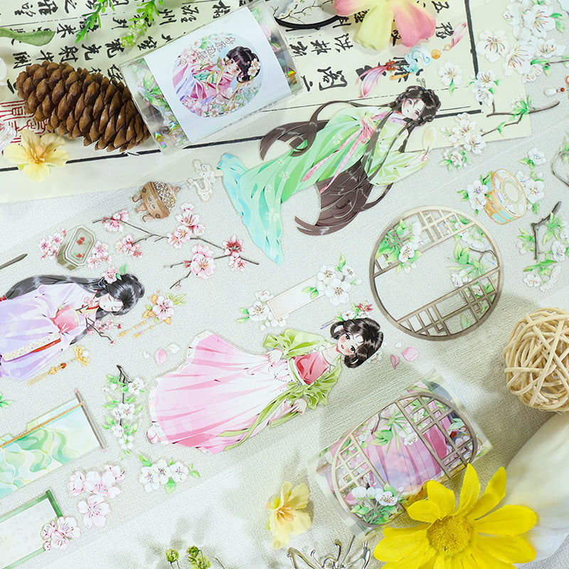 Apricot Blossoms Die Cutting Washi/Shell Silver PET Tape featuring silver designs for journaling, scrapbooking and collage