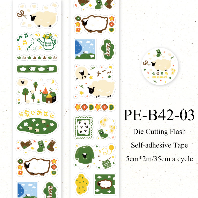 Lamb ranch Series Die Cutting Flash Self-adhesive Tape