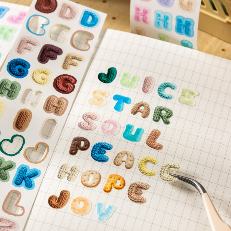 Soft Letters Series Die Cutting PET Tape featuring letter designs for journaling, scrapbooking and collage