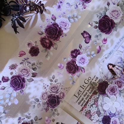 5.5cm*100cm Purple Flower Scattering Petal Die Cutting PET Tape