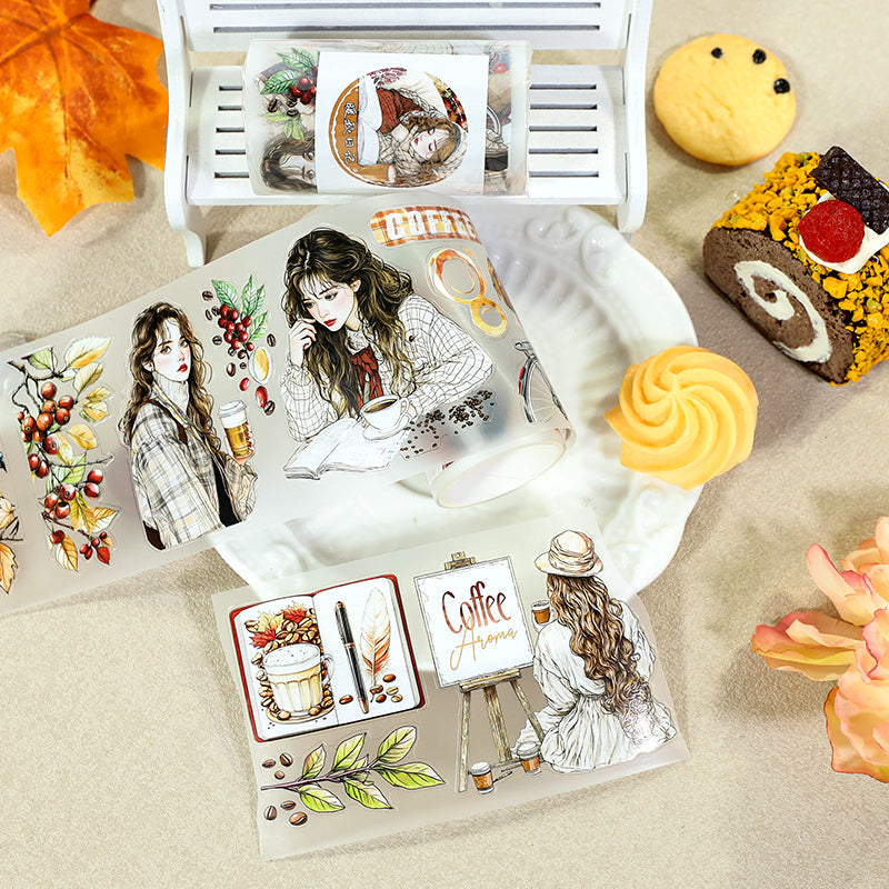 Warm Autumn Diary Die Cutting Fog PET Tape featuring autumn designs for journaling, scrapbooking and collage