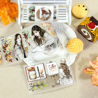 Warm Autumn Diary Die Cutting Fog PET Tape featuring autumn designs for journaling, scrapbooking and collage