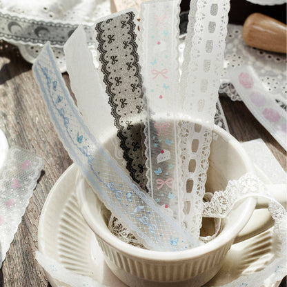 Lace Piece Collection Series Sticker featuring lace designs for journaling, scrapbooking and collage