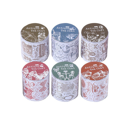Antique Tea Chat series Die Cutting Writing Tape featuring tea designs for journaling, scrapbooking and collage