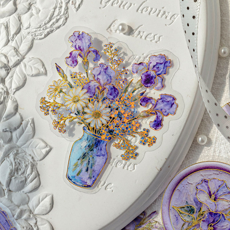 Oil Painting Floral Sentiment Series Sticker featuring floral designs for journaling, scrapbooking and collage
