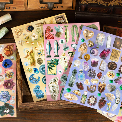 Retro Sanctuary Series Sticker Book featuring retro, and book designs for journaling, scrapbooking and collage