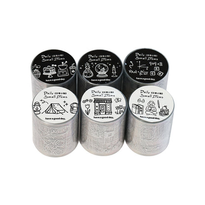 Daily Essentials Series Die Cutting Silver Stamping PET Tape featuring silver designs for journaling, scrapbooking and collage