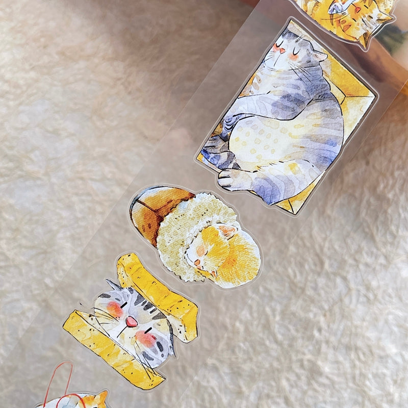 6cm*333cm Cat Home Die Cutting Washi/PET/Fog PET Tape featuring cat, and home designs for journaling, scrapbooking and collage