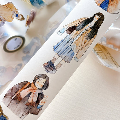 Whole Roll 5cm*10m Little Brown Die Cutting Washi/PET/Fog PET Tape