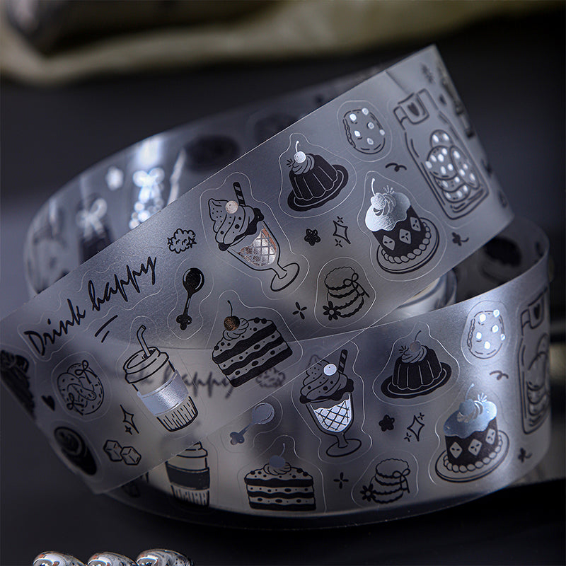 Silver Mist Leisure Series Die Cutting Silver Stamping Fog PET Tape featuring leisure, and silver designs for journaling, scrapbooking and collage
