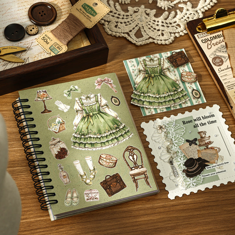 Retro Fashion Magazine Series Sticker Book featuring retro, and book designs for journaling, scrapbooking and collage