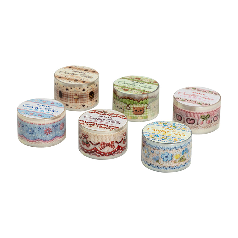 Crochet Tales Series PET Tape featuring tale designs for journaling, scrapbooking and collage