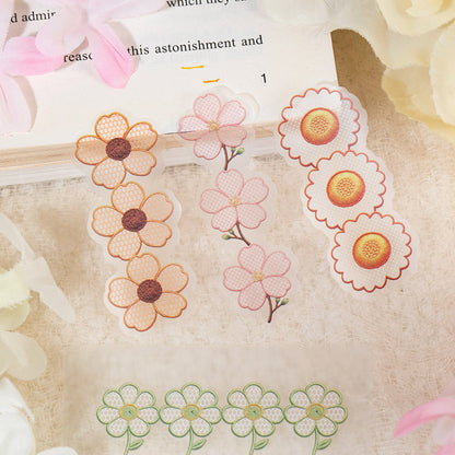 Embroidered Color Market Series Sticker Book featuring red, book, and color designs for journaling, scrapbooking and collage