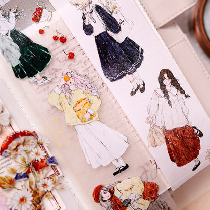 5cm*100cm Flower Among Girl Die Cutting Washi/PET/Fog PET Tape featuring flower, and girl designs for journaling, scrapbooking and collage