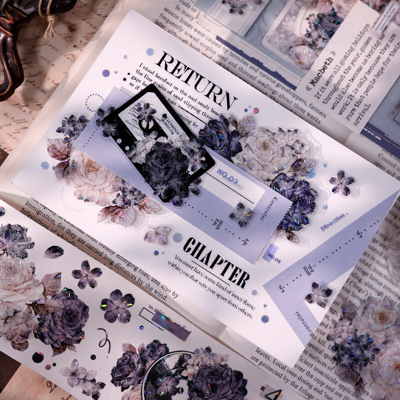 Whole Roll 6cm*5m Cloud Ink Flower Clusters Die Cutting Washi/PET/Shell Light Washi/PET Tape