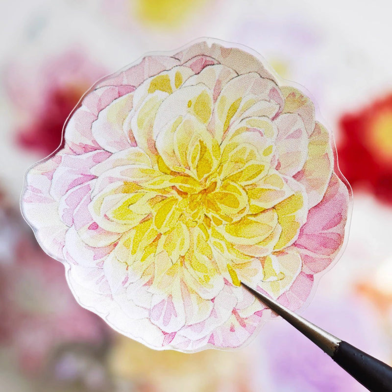 4.5cm*100cm Soft silk flowers Die Cutting Washi/PET Tape featuring flower designs for journaling, scrapbooking and collage