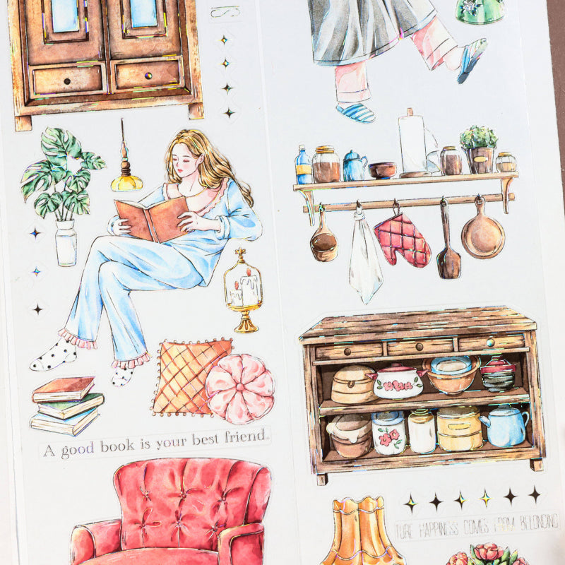 6cm*100cm Home Alone Diary Shell Light PET Tape featuring home, and light designs for journaling, scrapbooking and collage