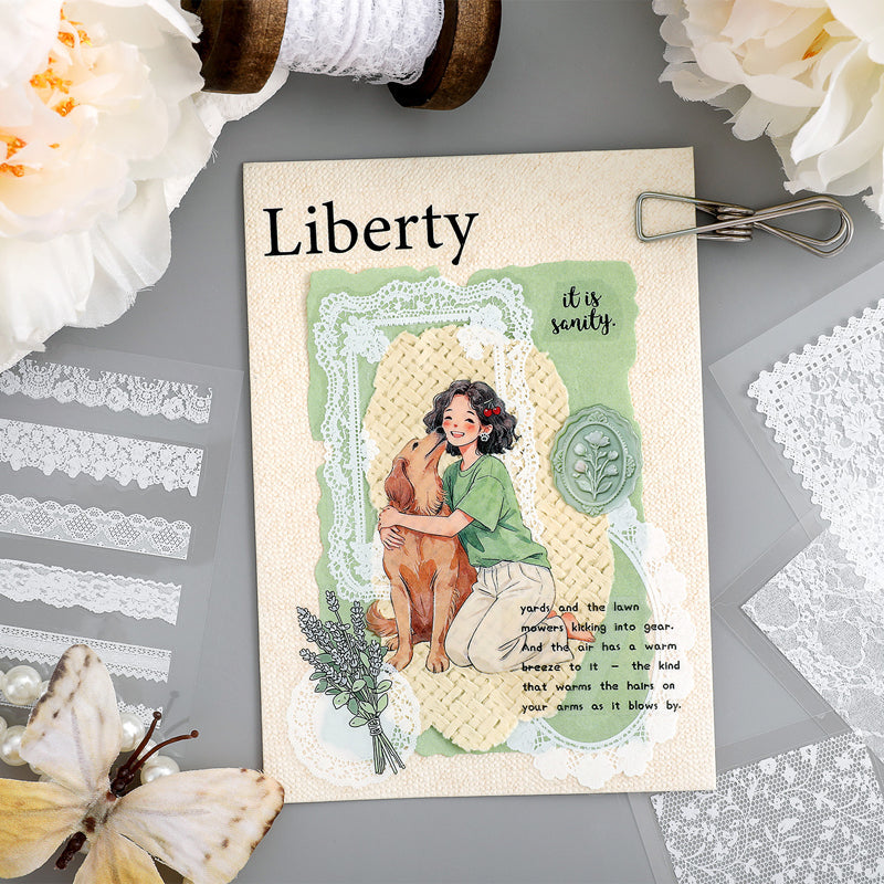 Lace Holiday Series Sticker Book featuring lace, and book designs for journaling, scrapbooking and collage