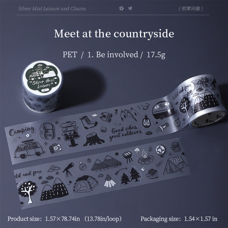 Silver Mist Leisure Series Die Cutting Silver Stamping Fog PET Tape