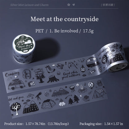 Silver Mist Leisure Series Die Cutting Silver Stamping Fog PET Tape