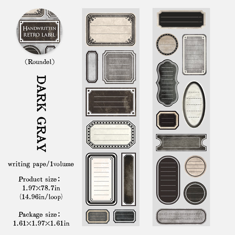 Handwritten retro label Series Die Cutting Writing Paper Tape