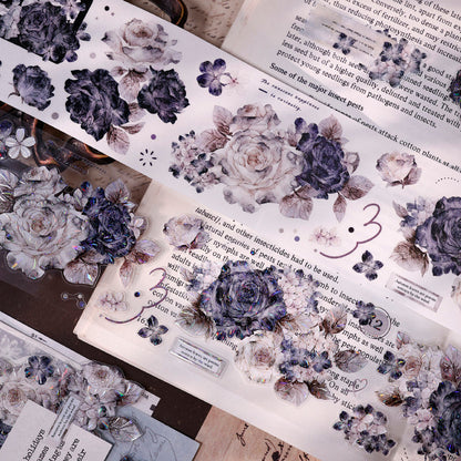Whole Roll 6cm*5m Cloud Ink Flower Clusters Die Cutting Washi/PET/Shell Light Washi/PET Tape
