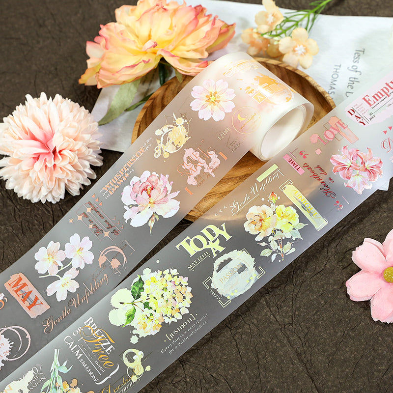 Water Floral Dyeing Fog PET Tape featuring floral designs for journaling, scrapbooking and collage