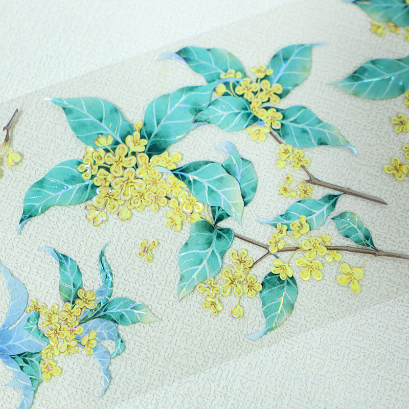 Glod Osmanthus Die Cutting Washi/Shell Light PET Tape featuring light designs for journaling, scrapbooking and collage