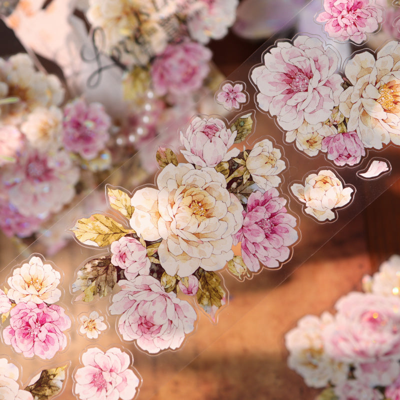 Peach Fog White Flower Die-Cutting Washi Tape - Sample 100cm