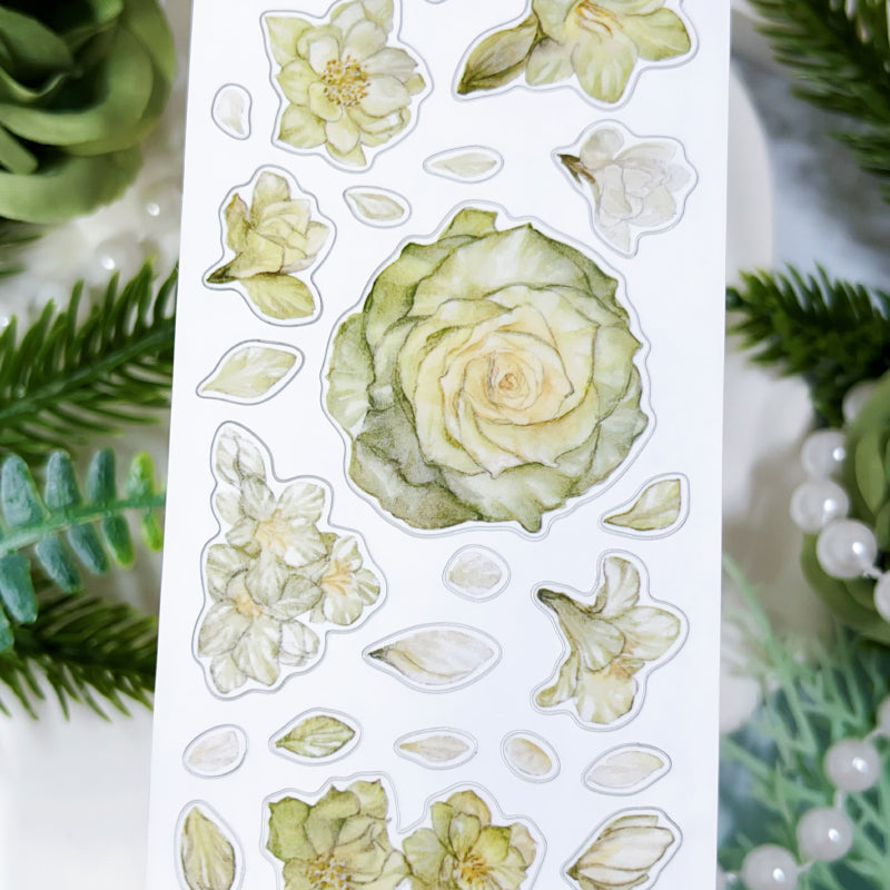 5.5cm*100cm Lush Greenery Washi/Self-adhesive/Shell Light PET Tape featuring green, and light designs for journaling, scrapbooking and collage