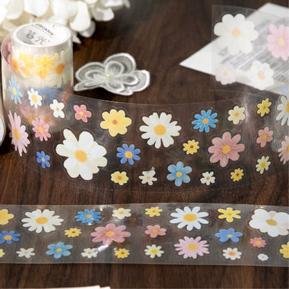 Daisy flower journal series Die Cutting PET Tape featuring flower designs for journaling, scrapbooking and collage