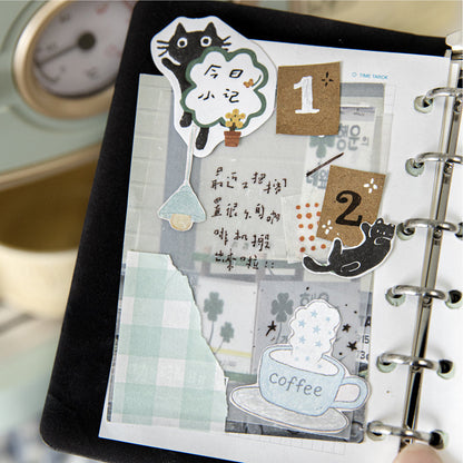 Little Black Cat Series Sticker featuring black, and cat designs for journaling, scrapbooking and collage