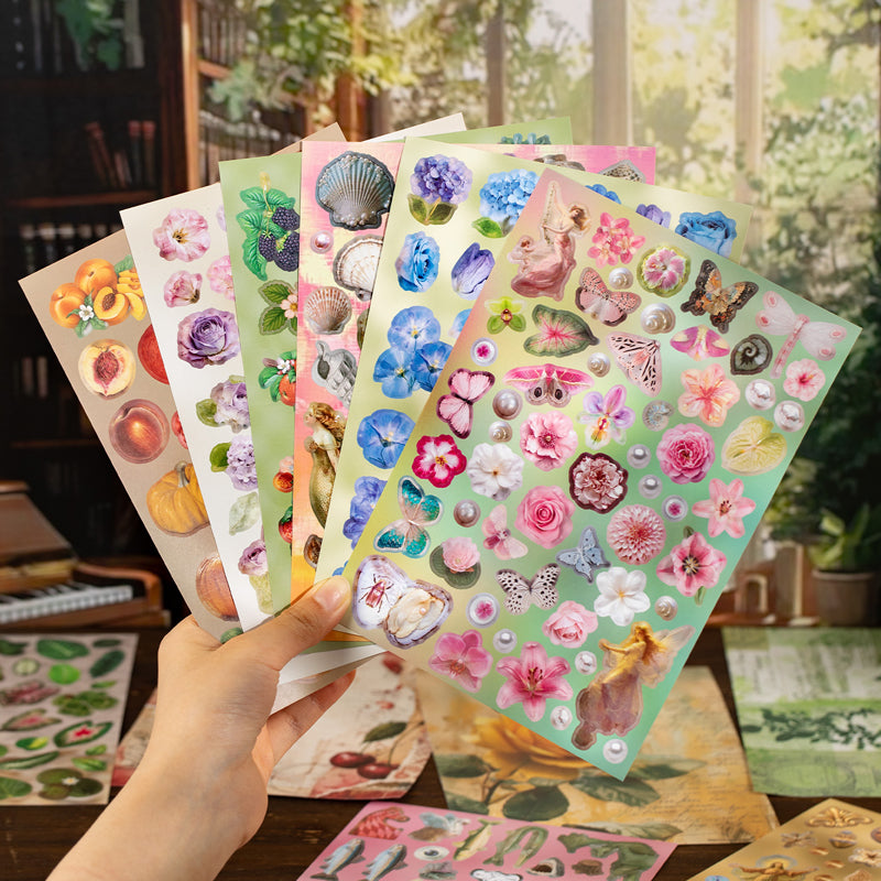 Retro Sanctuary Series Sticker Book featuring retro, and book designs for journaling, scrapbooking and collage