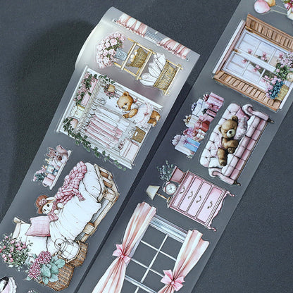 Warm Home Die Cutting Fog PET Tape featuring home designs for journaling, scrapbooking and collage