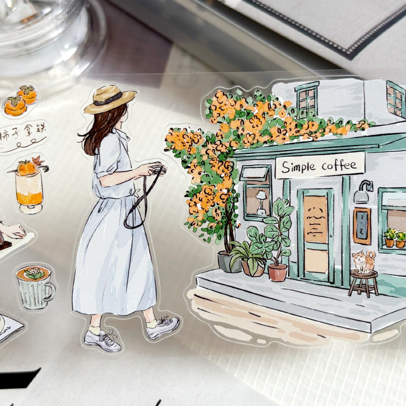 Whole Roll 7.5cm*5m Coffee Lover Die Cutting Washi/PET/Fog PET Tape for journaling, scrapbooking and collage