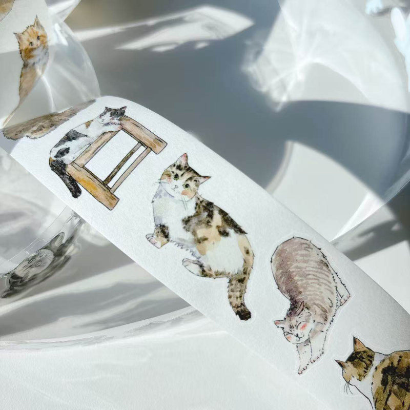 Whole Roll 3.5cm*10m kitty Die Cutting Washi/PET/Fog PET Tape for journaling, scrapbooking and collage