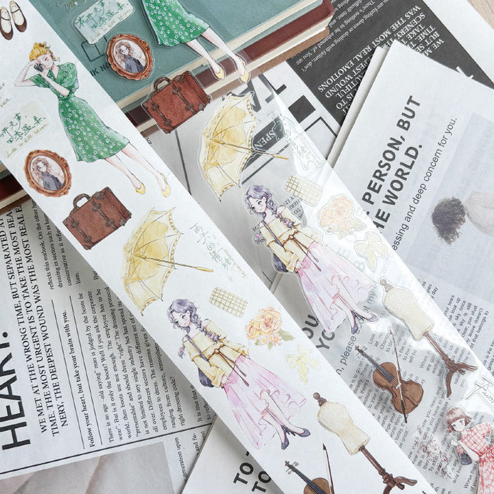 5.5cm*125cm Gleaming Silhouettes Die Cutting Washi/PET Tape for journaling, scrapbooking and collage