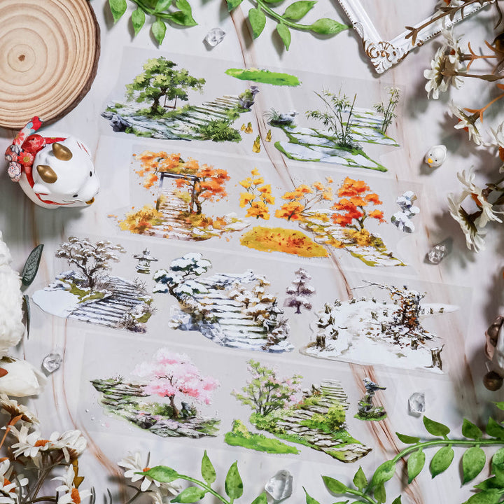 Whole Roll 6cm*5m Four seasons meandering PET Tape featuring sea designs for journaling, scrapbooking and collage