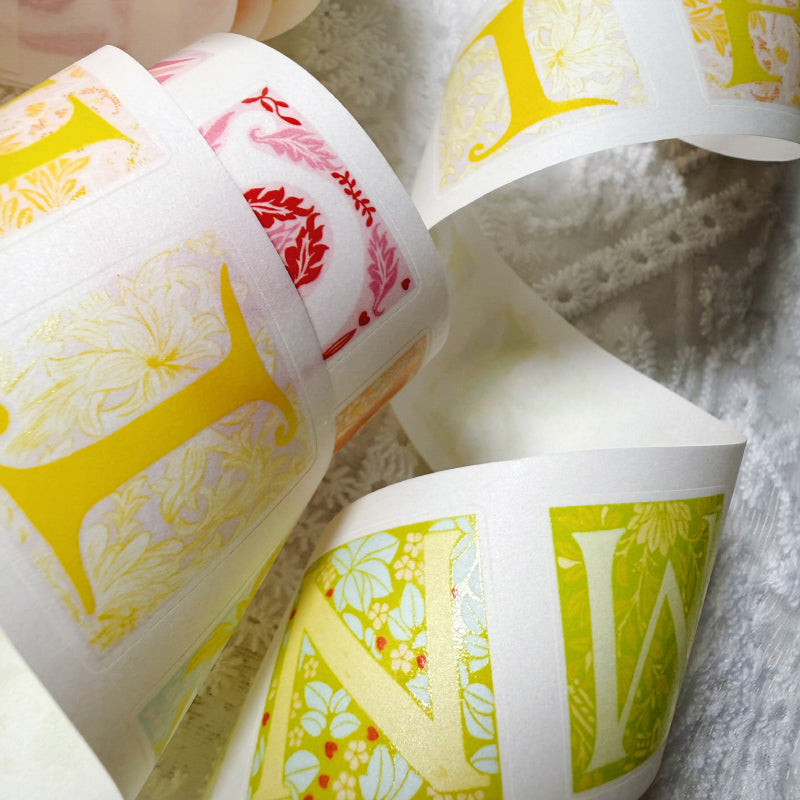 4cm*100cm Herbaceous Letters Die Cutting Washi/Fog PET/Flash Sand PET Tape