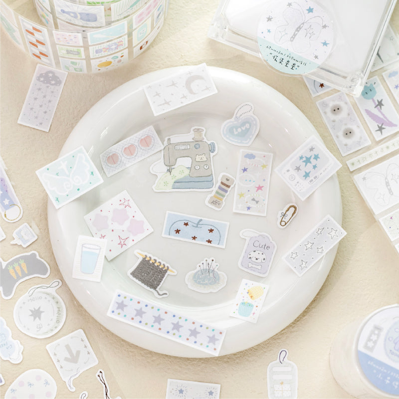 Collection of Stars Series Die Cutting Synthetic Paper Tape featuring star designs for journaling, scrapbooking and collage