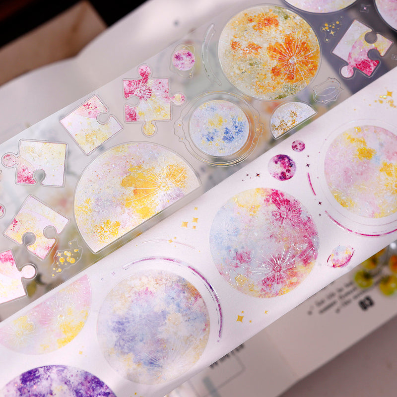 6cm*100cm Star Fall Die Cutting Shell Light Washi/PET Tape