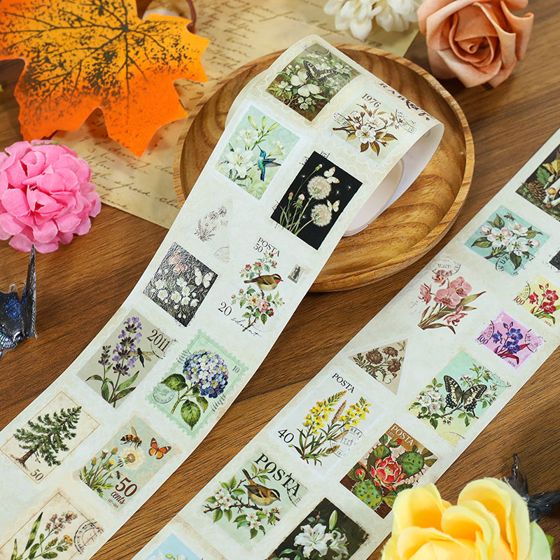 Vintage floral stamp album Die Cutting Washi Tape featuring floral, and vintage designs for journaling, scrapbooking and collage