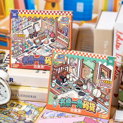 Corner Of Desk Series 3D Sticker Book featuring book designs for journaling, scrapbooking and collage