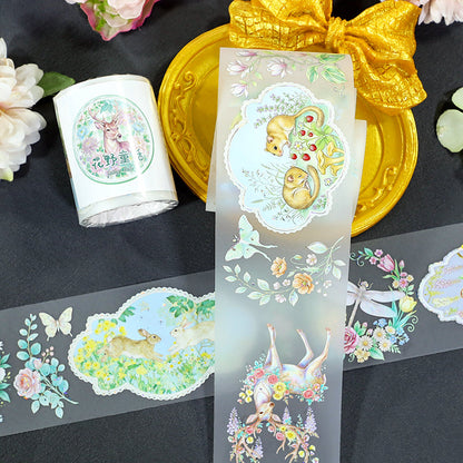 Flower Fields Fairy Tale Shell Silver Fog PET Tape