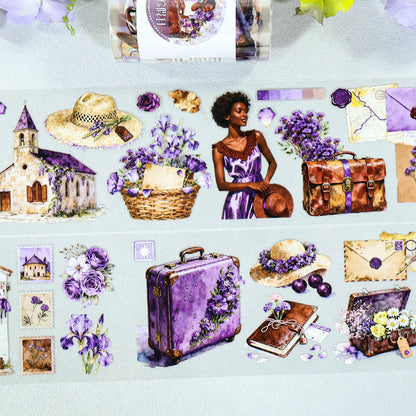 Purple Brown Holiday PET Tape featuring brown designs for journaling, scrapbooking and collage