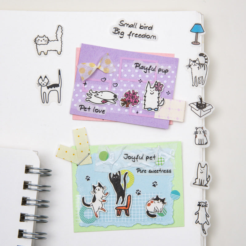Sketchy Tiny Pets Series Die Cutting Washi Tape for journaling, scrapbooking and collage