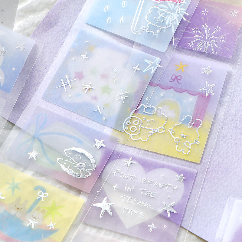 Milk Mist Wandering Series Die Cutting Silver Stamping Sulfuric Paper Tape